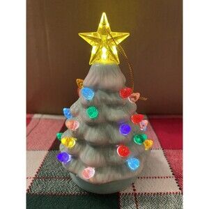 Mr. Christmas Retro Nostalgic 5" Light‎ Up Christmas Tree Ornament - Pastel Blue